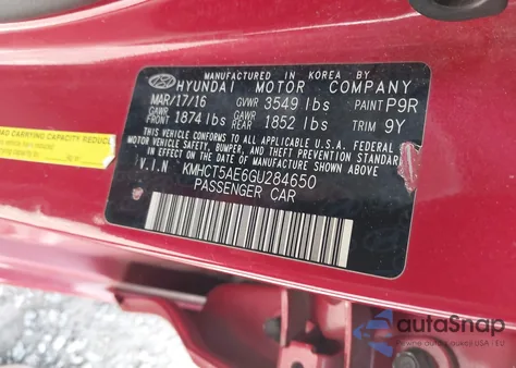 2016 Hyundai Accent Se из США, поврежденный, VIN KMHCT5AE6GU284650